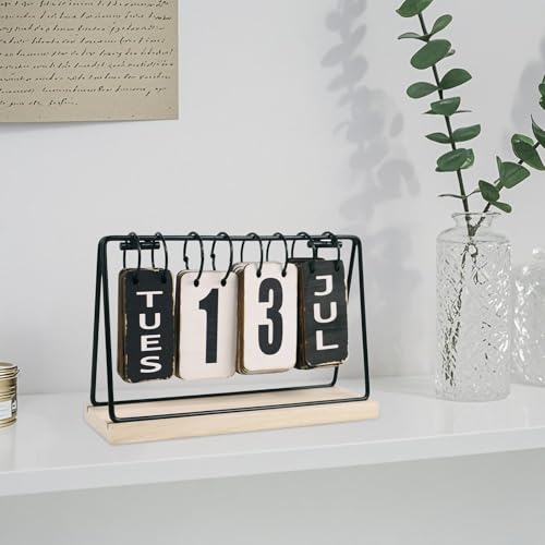 MultiBey Wooden Flip Calendar for Desk, Perpetual Block Calendar with Large Display – Rustic Office Decor, Daily Desktop Calendars for Classroom, Home & Farmhouse Accessories (10.4x3.5x6.9inch) - color: C
