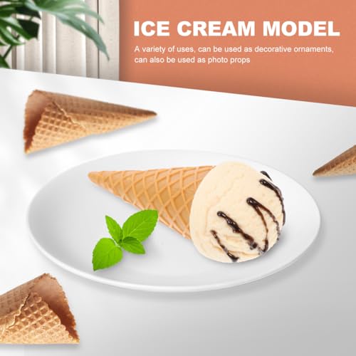 Garneck Fake Ice Cream Cone Prop: Realistic Artificial Vanilla Ice Cream Pretend Food Desset Model for Shop Window Display Home Kitchen Decor Photography