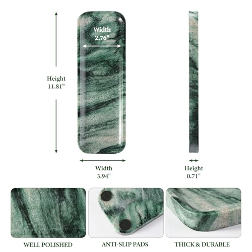 Koville Marble Tray for Bathroom Sink, 12"x4" Natural Stone Vanity Tray for Kitchen Dresser Countertop, Rectangular Decorative Marble Tray for Jewelry Perfume Trinket(Green) - color: 12"x4"-verde Lapponia