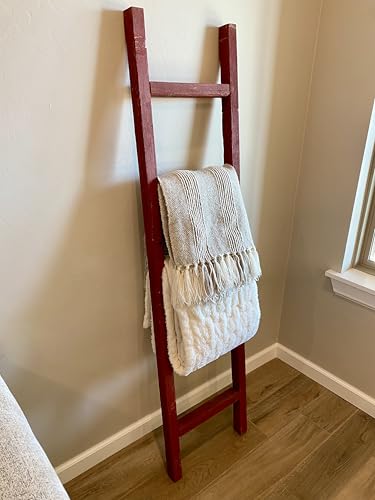 BARNWOODUSA Rustic Farmhouse Decorative Ladder - Our 6 ft Ladder can be Mounted Horizontally or Vertically and is Crafted from Upcycled Wood No Assembly Required Red - color: Rustic Red, size: 60"H x 15"W x 1.63"D