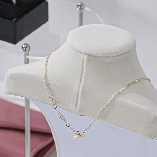 Necklace Bust Stand for Selling, Beige Velvet Necklace Display Holder, Jewelry Necklace Organizer Rack for Home Use or Store Show (11"Height) - color: Beige Velvet, size: 11" Height (1pc)