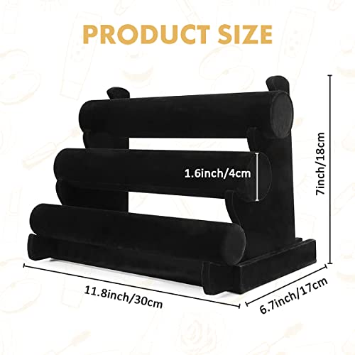 PowerKing 3 Tiers Black Velvet Jewelry Organizer Stand, Detachable Bracelet Display Stand and Holder, Jewelry Display Organizer for Bracelet Watch - style: Black 3 Tier