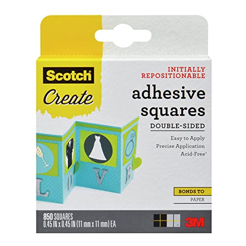 Scotch Adhesive Squares, Double-Sided Tape Squares for Crafting, Art, Gift Wrapping and More, 0.45-in.-by-0.45-in., 850 Total - size: 850-Pack