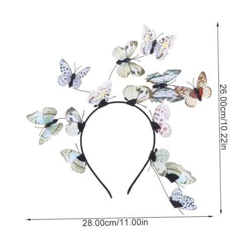 SEWACC 2pcs Butterfly Hairband Set for Women Brides, Wedding Photo Props, Plastic Headbands in Plain Blue and Neutral Colors, Bridal Hair Accessories for Photography and Special Occasions