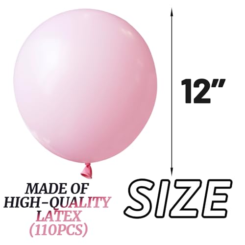 110pcs Light Pink Balloon 12 inch, Light Pink Latex Balloons for Birthday Party Baby Shower Wedding(with 2 Ribbons). - color: A19-light Pink, size: 12inch(normal)