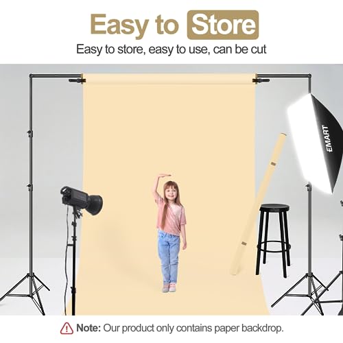 Emart Ivorine Paper Backdrops for Photoshoot, Photography Matte Seamless Roll Background 53" x 16" Long for Food, Product, Portrait Photo Shoot - color: Ivorine