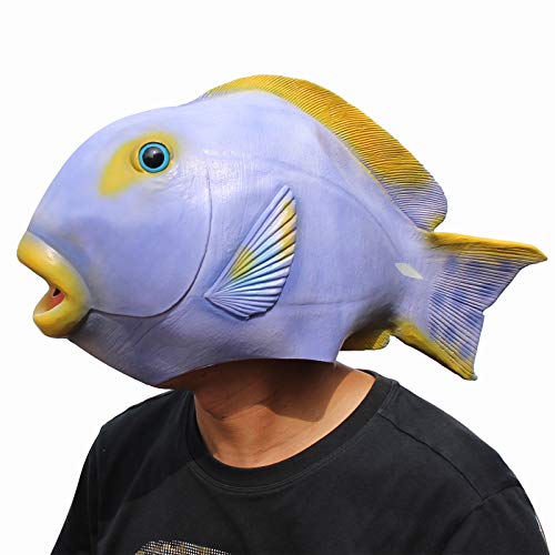 CreepyParty Tropical Fish Mask - Animal Halloween Costume for Parties, Cosplay, Photo Booth Props, and Pranks - Funny Gag Gift for Adults
