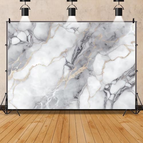 Gray Marble Backdrop 10x8ft Gray and Gold Abstract Art Aesthetics Texture Marble Background Luxury Modern Gradient Birthday Wedding Party Banner Studio Prop Decoration - color: Gray Gold
