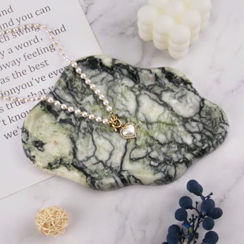 Cloud Marble Bathroom Vanity Tray, Natural Luxury Marble Home Kitchen Bathroom Table Tray, Stone Decorative Countertop Serving Trays for Coffee Perfume Jewelry Makeup (Green Emerald) - color: Green Emerald