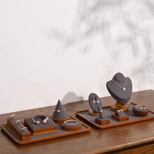 Oirlv Solid Wood Bangle Bracelet Watch Holder Exhibit/Trade shows/Retail stores Jewelry Display Stand(Grey) - color: Grey