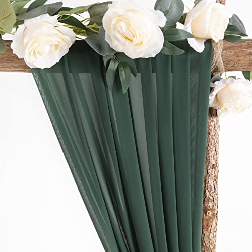Socomi Wedding Arch Draping Fabric 1 Panel 29" x 19Ft Emerald Green Sheer Chiffon Curtain Drapes 6 Yards for Wedding Ceremony Birthday Party Decoration - color: Emerald Green, size: 29"W x 216"L (Pack of 1)