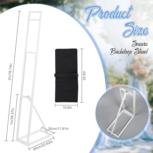 White Metal Wedding Backdrop Stand, Adjustable Height 3.3-6.6 Ft Arch Frame with Foldable Base & Weight Bag, Installation-Free Balloon Floral Arch Stand for Party Ceremony Birthday Decor (1 Pack) - color: white