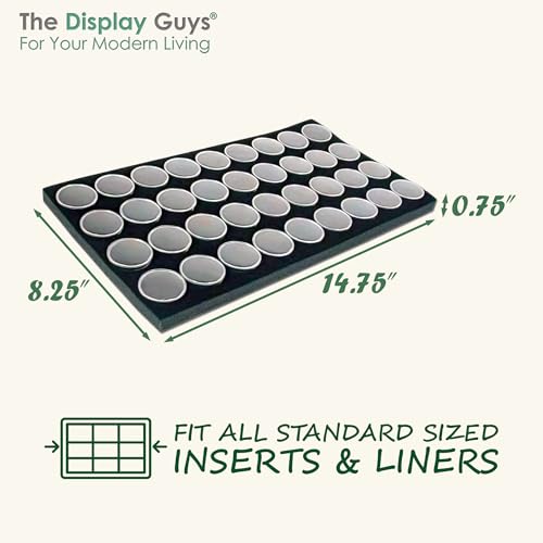 TheDisplayGuys For Your Modern Living 2-Pack 36-Jars Velvet Foam Padding Jewelry Container Inserts - Tray/Case Liners - Medium Gem, Beads, Collectibles Storage Box (Black) by The Display Guys - color: Black, size: Jars - 36