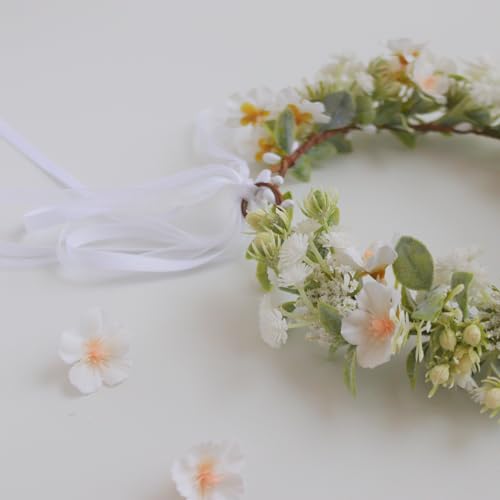 Vividsun Bridal Green Leaf flower Crown Eucalyptus Floral Headband Wedding Festivals Photo Props (I/white green) - color: I/white green