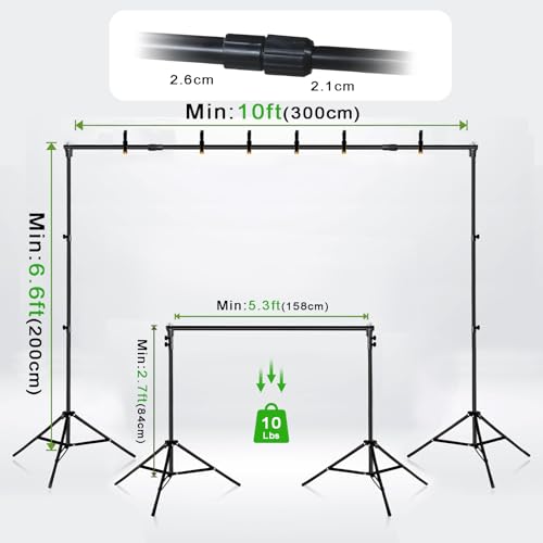 Green Screen Backdrop Kit 10x6.6ft with Tripod Stand, Chroma Key Background System for Video Shooting, Live Streaming, Photo Studio, Content Creation and Virtual Backgrounds - size: 10*6.6FT