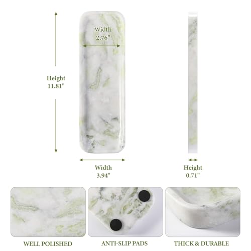 Koville Marble Tray, 12"x4" Marble Vanity Tray for Bathroom Kitchen Countertop Sink, Natural Stone Tray for Home Decor, Decorative Rectangular Narrow Catchall Tray for Jewelry Perfume - color: 12"x4"-bianco Palomino