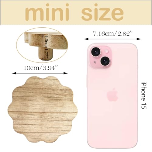 3 Pack Small Scalloped Wood Risers for Display ,Mini 4 Inch Wooden Stands with Removable Feet Farmhouse Rustic Decor for Table Tiered Trays Home Kitchen Decoration (mini Light Brown, 4 Inch) - color: Light Brown, size: 4 inch