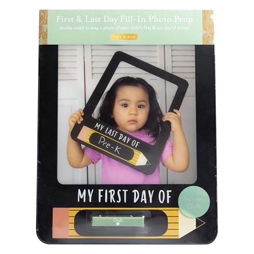 Kate & Milo First & Last Day Chalk Prop, Reversible Chalkboard, Photo Prop for Kids, Kindergarten Through High School, K-12, Reusable, Erasable - style: School Bus Chalkboard