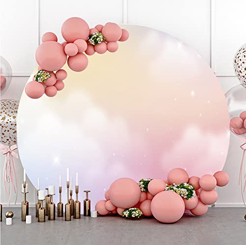Yeele 6.5x6.5ft Colorful Cloud Pastel Rainbow Round Backdrop Abstract Gradient Color Photography Background Newborn Baby Shower Kids Birthday Party Decoration Banner Cake Table Supplies Portrait Props