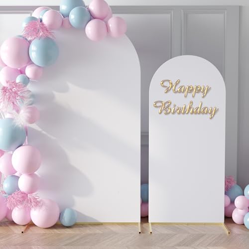 Neatsure Arch Backdrop Stand and Cover Set 2 Pack, 7.2FT, 6FT Metal Photo Balloon Arch Backdrop Stand for Wedding Birthday Party Baby Shower Ceremony Graduation Decoration, White - color: White, size: 7.2FT, 6FT