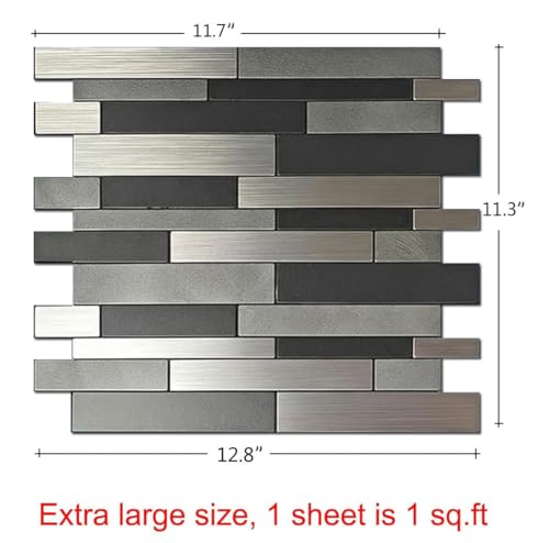10 Sheets Peel and Stick Backsplash Tile for Kitchen, Self-Adhesive Mosaic Tile, Stick on Bathroom Vanities,Fireplace Décor, Laundry Table(11.25" X 12.7") (Light Dark Gray Series) - color: Light dark gray series