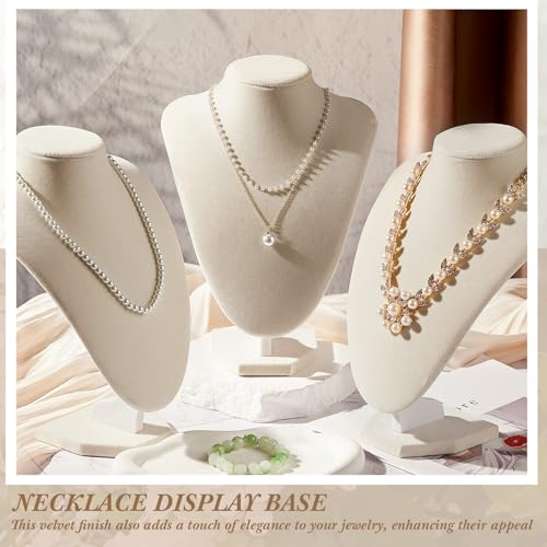 Huquary 12 Pcs Necklace Stand Display Jewelry Bust Necklace Stand Jewelry Photography Props for Selling Home Store Trade Show (Beige,Velvet) - color: Beige