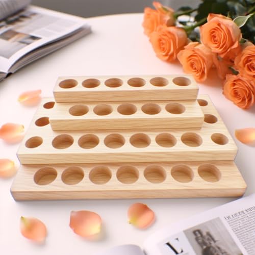 4 Tier Solid Wood Essential Oil Holder, 30 Bottle Slots Storage Organizer for 5-20ml Bottles, Staircase Design Tabletop Display Stand for Living room Bedroom Office, Nail Polish Compatible - style: 4 Layers-2