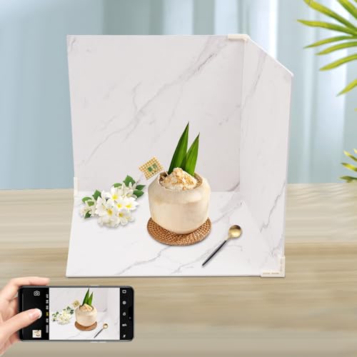 3PCS Double Sided Photography Backdrop Boards, 24x24 Inch Photo Backdrops for Food Jewelry Shooting, Marble & White Texture Photo Backdrop Board Flat Lay Surface