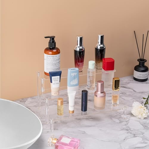Hoewina 2PCS Acrylic Risers Display Stands, 3 Tier Perfume Organizer Display Shelf & Versatile Cupcake Stand Holder, Display Risers for Figures, Dessert Shelves for Party for Decoration and Organizer - size: 2PACK Large 11.8IN