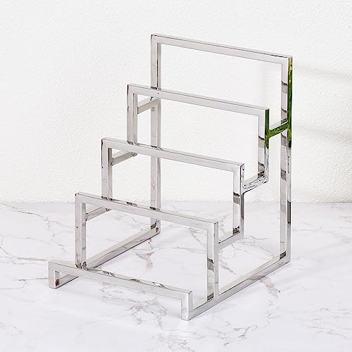 uxcell Clutch Purse Display Stand 4 Layer Wallet Display Rack Metal Clutch Holder Riser for Home Retail Store Supplies - Silver - color: Silver, size: 4 Layer