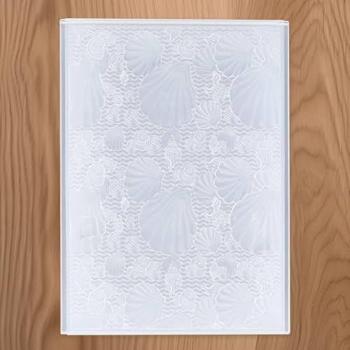 CRASPIRE Shell Embossing Folder Plastic Embossed Folders White 3D Summer Sea Ocean Beach Pattern Background Paper Machine Template Stencils for DIY Craft Card Making Scrapbooking Album Decoration - style: Shell