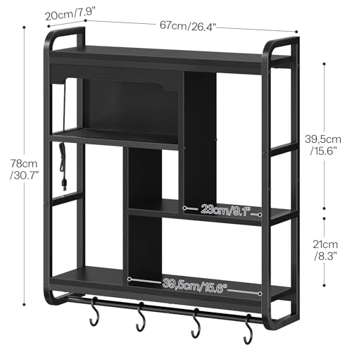 HOOBRO Gaming Floating Shelves with LED Lights, 26.4" LED Wall Mounted Shelf, Modern Corner Shelf 3-Tier Display Rack for Wall Storage, Arched Design, for Kitchen, Living Room, Study, Black BB44DBJ01 - color: Black