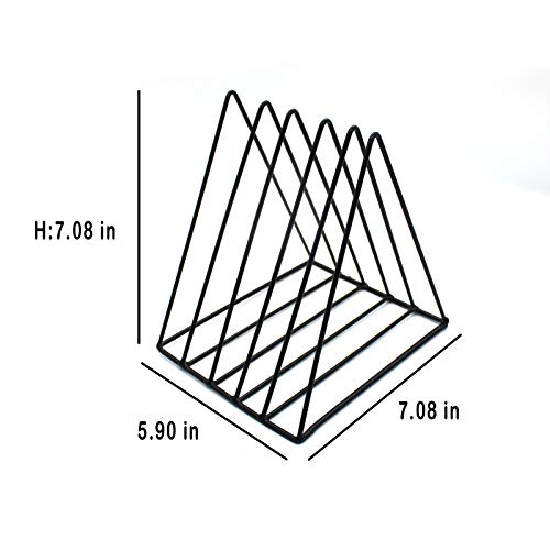 QPEY Triangle File Holder,5 Slot Metal Vinyl Record Stand Holder Magazine Newspaper Holder Photography Props for Office Home 1 Pc (black) - color: black