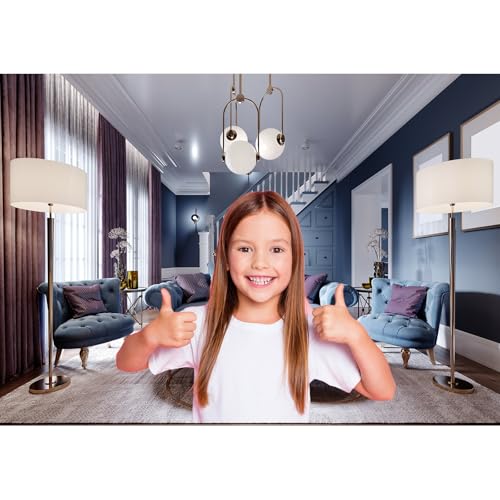 Luxury Living Room Backdrop Modern House Interior Photography Background Cozy Sofa Window Curtains Fashion Design Backdrop for Video Conference Zoom Meetings Home Office Background Props 5x3ft - color: Brown_Blue, size: 5x3ft
