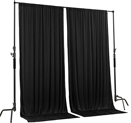 AK TRADING CO. 10 feet x 10 feet IFR Polyester Backdrop Drapes Curtains Panels with Rod Pockets - Wedding Ceremony Party Home Window Decorations - Black - color: Black, size: 60"W x 120"L (Pack of 2)