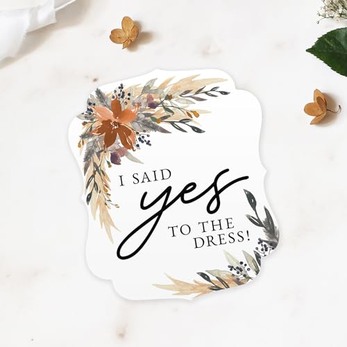 Indie Autumn Floral I Said Yes To The Dress Sign / 10" x 12" Boho Fall Feather Formal Dresses Boutique Sign/Plastic Photo Prop/Made In The USA - color: Indie Autumn Floral, style: Yes to the Dress