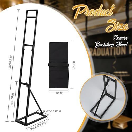 Black Metal Graduation Backdrop Stand, Adjustable Height 3.3-6.6 Ft Arch Frame with Foldable Base & Weight Bag, Installation-Free Balloon Floral Arch Stand for Ceremony Prom Birthday Party Decor (1 Pack) - color: black