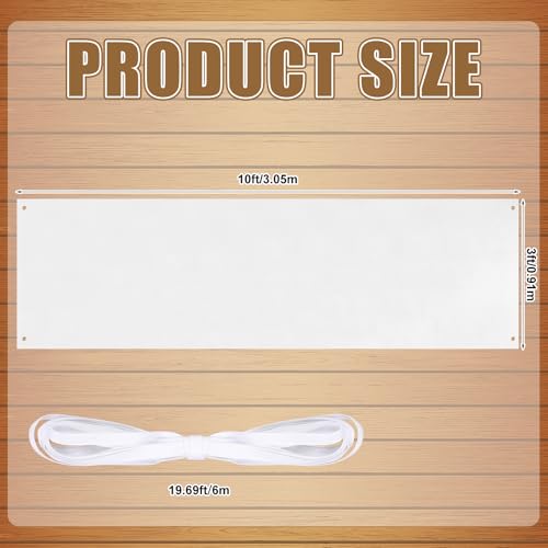 Zonon Large Blank Banners And Signs Polyester Oxford Cloth Sublimation Banner To Decorate With Hanging Rope For Indoor Wall Outdoor Easy to Hang DIY Signs For Business Office(White,3 x 10 Feet) - color: White, size: 3 x 10 Feet