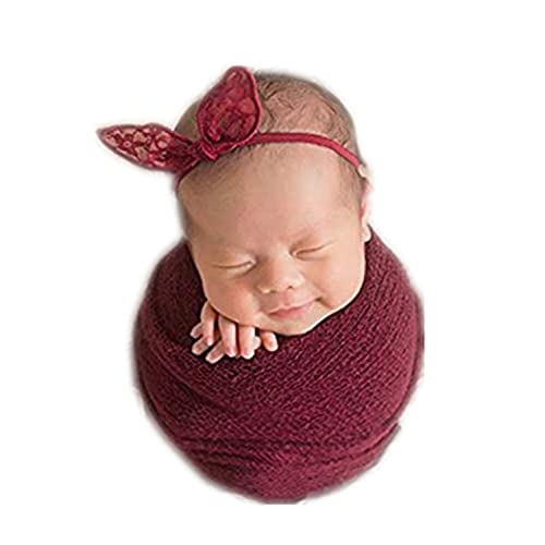 Coberllus Newborn Baby Photo Props Wrap Cloth Blanket Swaddle for Boys Girls Photography Shoot (Red) - color: Red