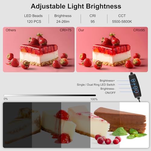 PULUZ 12x12 inch Professional Light Box Photography, Portable Folding Dimmable Shooting Tent Kit with CRI >95 White Lighting 120 LEDs Beads with 6 Colors Photo Backdrops for Products Display - size: 12*12 inch