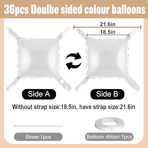 36Pcs White Square Foil Balloons Wall Backdrop, Double Sided Metallic Foil Balloons Tunnel Arch Garland Kit for Photo Booth Birthday Wedding Halloween Christmas Party Decorations - color: White, size: 36PCS