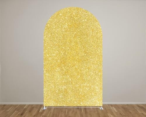 Gold Glitter Round Top Arched Backdrop Covers 3x6.5ft Double Sided Arch Stand Cover for Birthday Wedding Baby Shower Party Decoration(Only Cover) - color: Kp-gx-1612, size: 3ftx6.5ft (Cover Only)