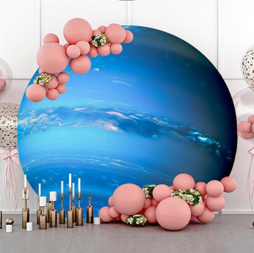 Diameter 3ft Universe Neptune Round Backdrop Cover Cosmic Outer Space Planet Photography Background Solar System Backgrounds for Kids Birthday Party Decor Adults Portrait Photo Booth Props - color: Neptune, size: 3x3ft-polyester