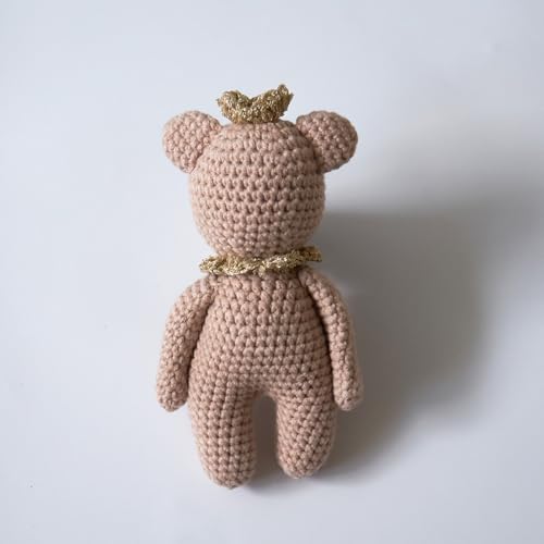 Zeroest Newborn Photography Outfits Boy Girl Bear Props Baby Photoshoot Crochet Bonnet Stuffed Animals for Newborn Photo - color: Light Camel
