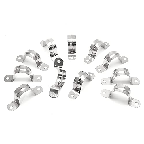 16Pcs 1 1/4 Inch Stainless Steel Conduit Clamps, Two Hole Strap U Bracket Rigid Pipe Strap Metal U Clamp Conduit Strap Tension Clips U-tube Clamp Heavy Duty - size: 1-1/4" / 32mm