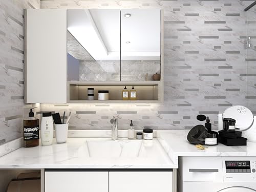 Yipscazo 2026 New Upgrade Peel and Stick Stone Metal Tile Backsplash, Stick on Tiles for Backsplash Kitchen, Bathroom, Fireplace (10 Sheets, Bright Carla White) - color: Bright Carla White