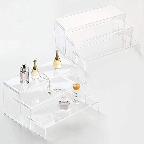 ANDGOO Display Risers, 6 Pcs(7.9”L~8.3”L~8.7”L) Rectangular Clear Acrylic Showcase Collectibles Display Stands Suitable for Retail Shoe Showcase Jewelry Funko Pop Figures - color: Clear, size: 6Pcs (7.9”L~8.3”L~8.7”L)