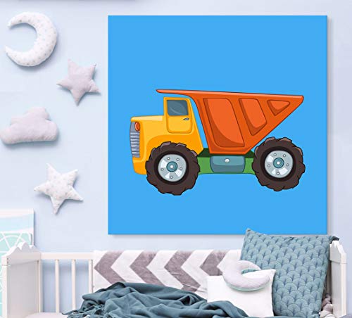 wall26 - Square Canvas Wall Art - Toy Truck - Kid's Room/Nursery Wall Art Vibrant Color & Ready to Hang - 12x12 inches - color: Artwork - 01, size: 12"L x 12"W