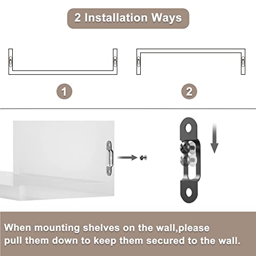 SRIWATANA Floating Shelves Wall Mounted, Solid Wood Wall Shelves Set of 3, Dark Brown… - color: Dark Brown