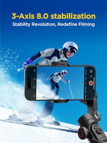 AOCHUAN Gimbal Stabilizer for iPhone Gimbal, Smartphone w/Focus Wheel Face/Object Tracking for iPhone 17 16 15 Pro Max/Android Foldable 3-Axis Handheld Phone Stabilizer for Video Recording -Smart XE - style: Smart XE